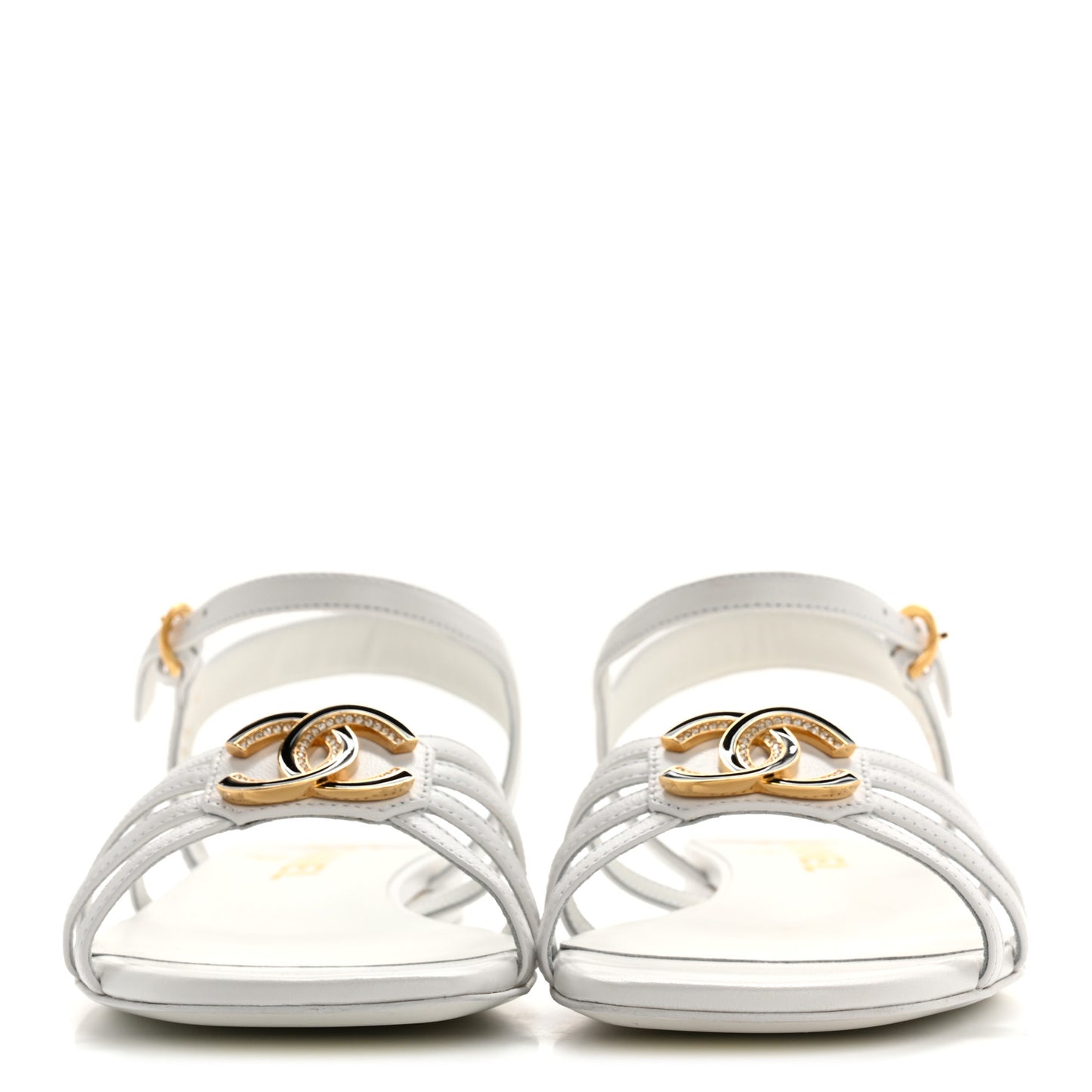 Lambskin Crystal CC Sandals 37.5 White