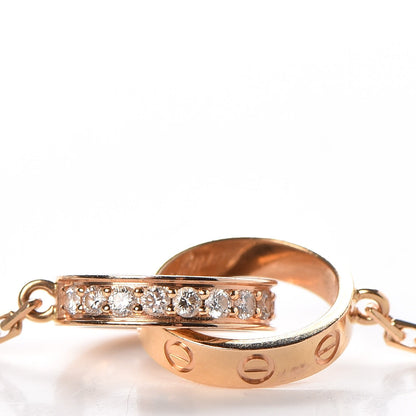 Cartier 18K Pink Gold Diamond Interlocking LOVE Necklace 5 of 9
