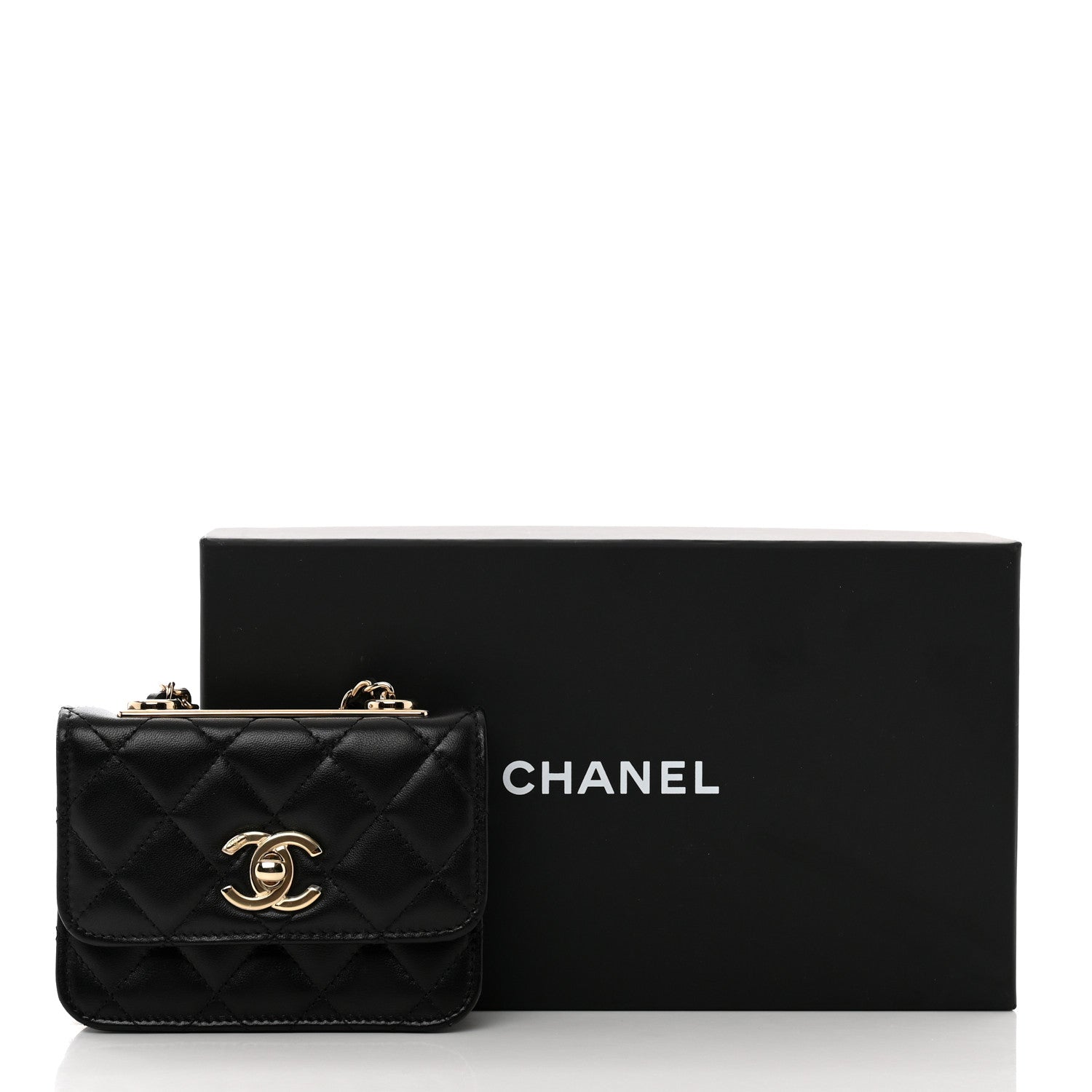 Chanel Lambskin Quilted Trendy CC Card Holder On Chain Black 8 of 8
