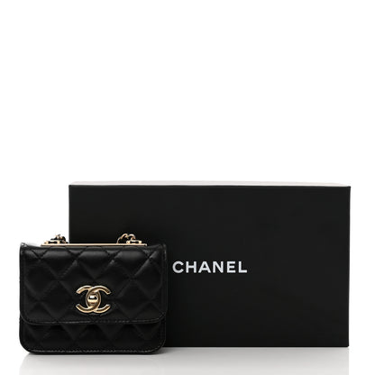 Chanel Lambskin Quilted Trendy CC Card Holder On Chain Black 8 of 8