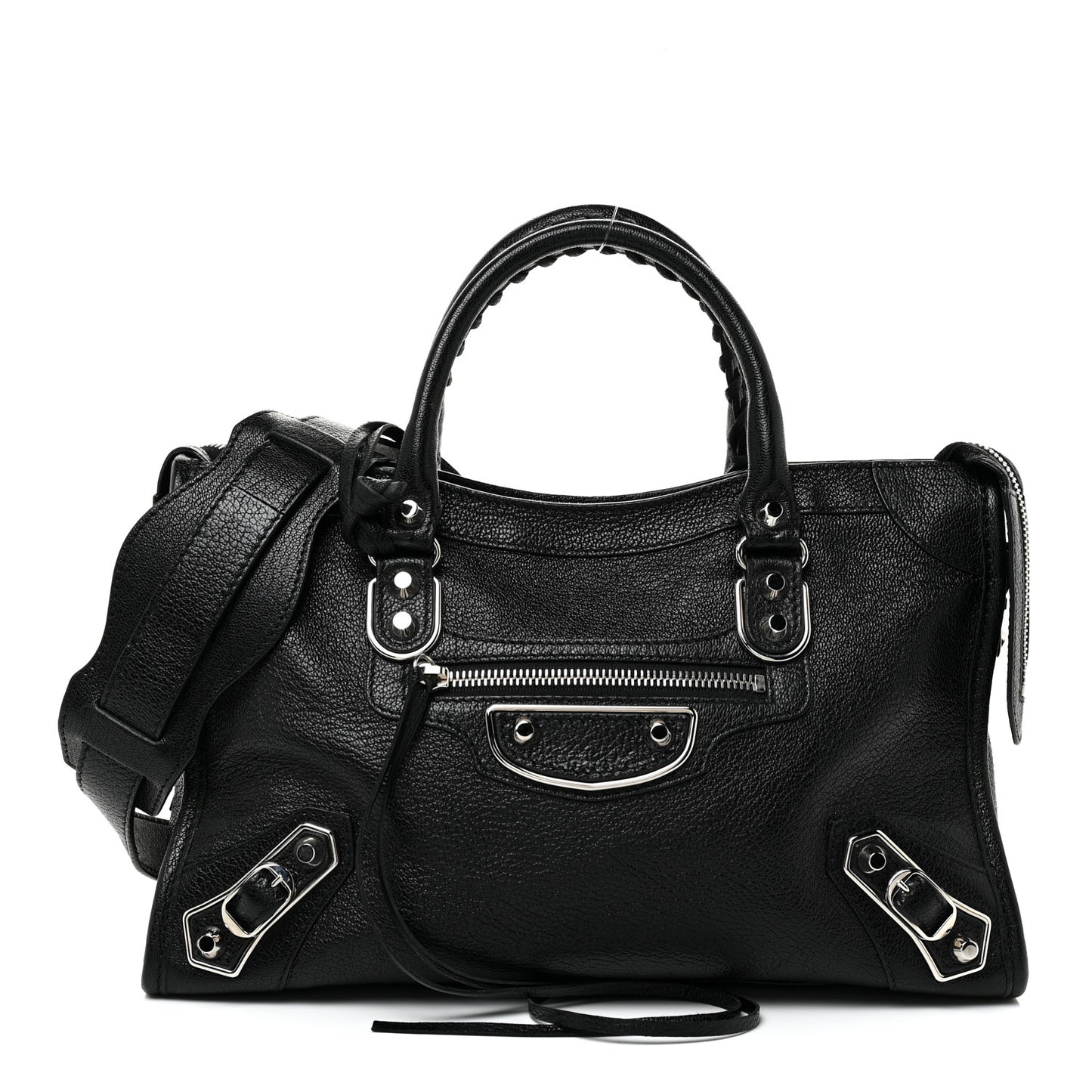 Chevre Silver Metallic Edge Hardware S City Black