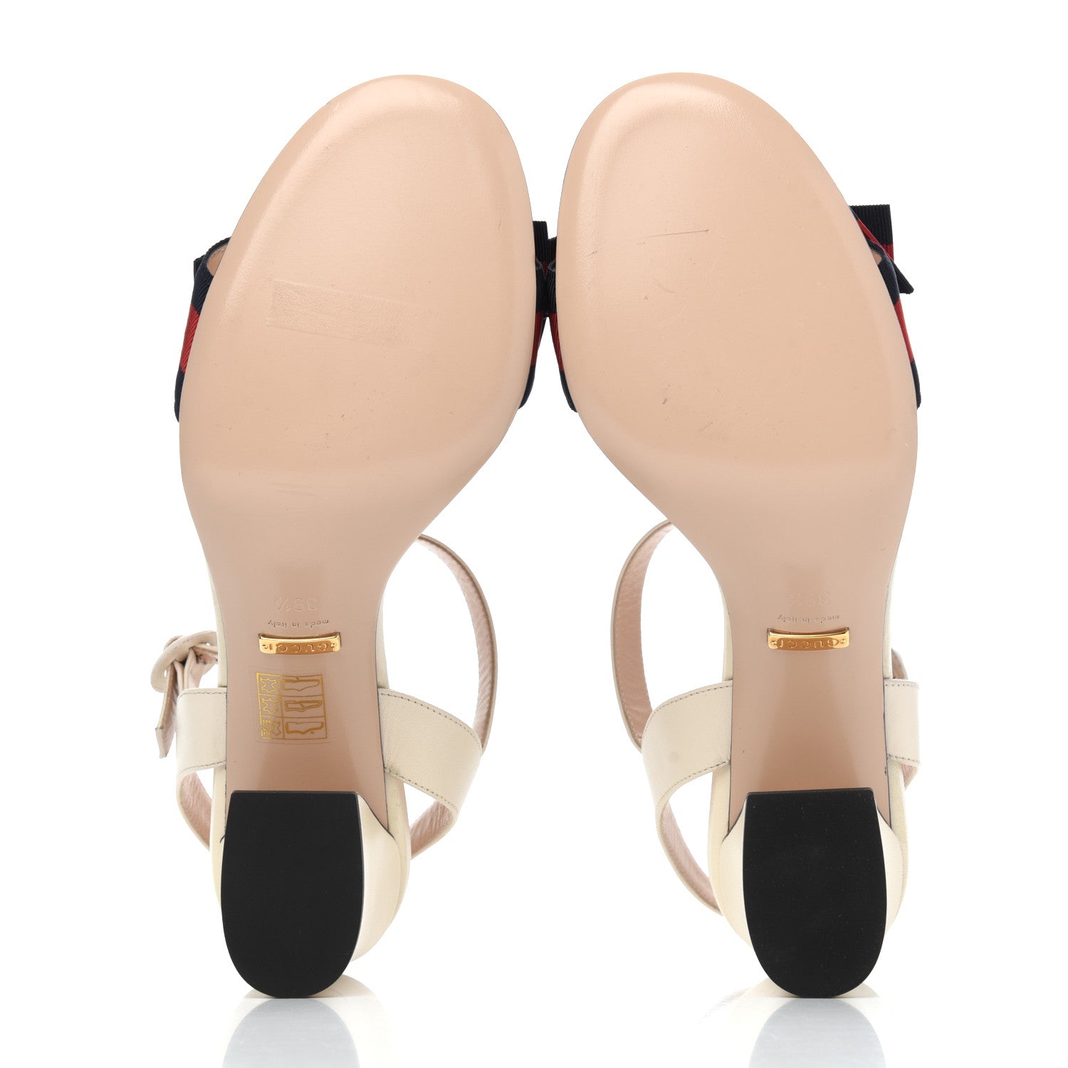 Gucci Malaga Kid Web Rose Ankle Strap Sandals 39.5 Mystic White 5 of 13