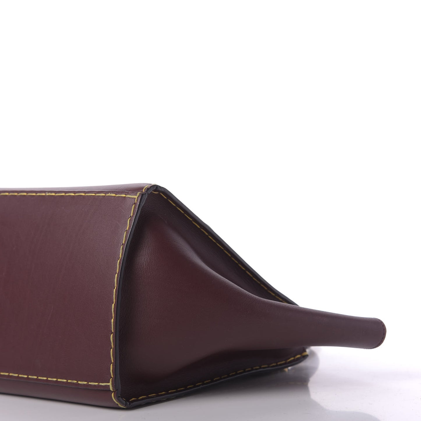 Smooth Calfskin Yellow Stitching Medium Trapeze Burgundy