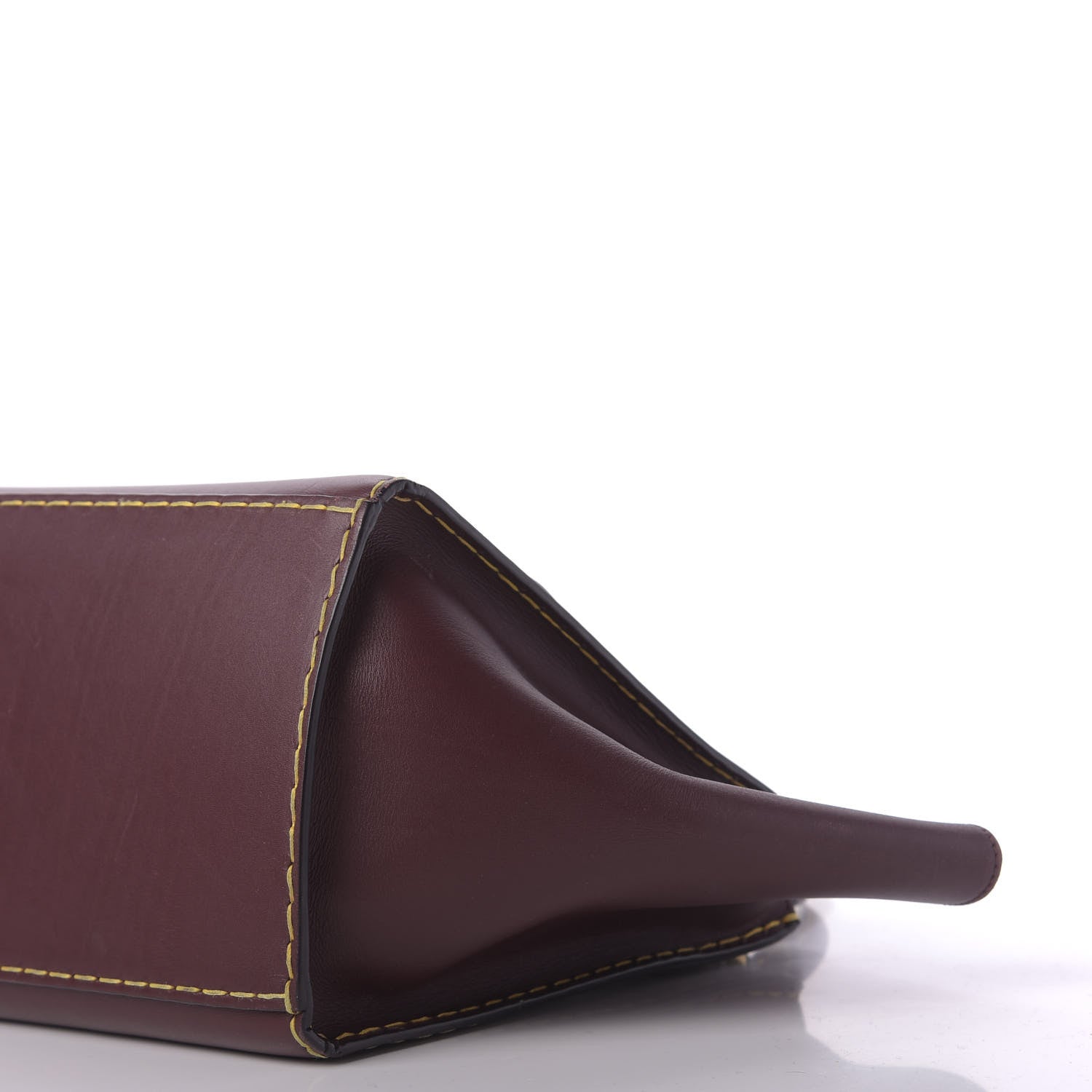 Celine Smooth Calfskin Yellow Stitching Medium Trapeze Burgundy 8 of 14