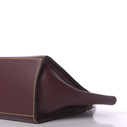 Celine Smooth Calfskin Yellow Stitching Medium Trapeze Burgundy 8 of 14