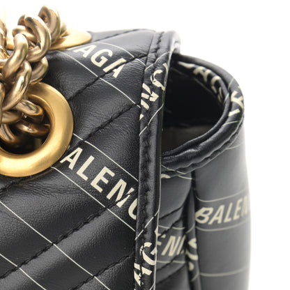 Gucci X BALENCIAGA Calfskin Matelasse Logo Print Small GG Marmont Shoulder Bag Black 12 of 13