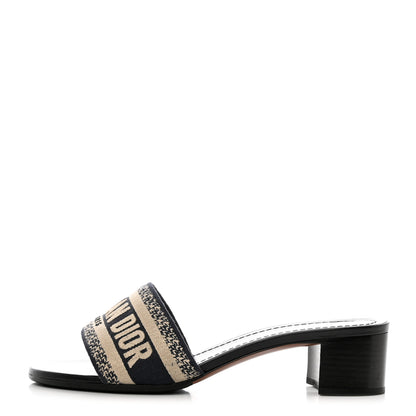 Christian Dior Cotton Embroidered Dway 40mm Slide Sandals 37 Deep Blue 1 of 11