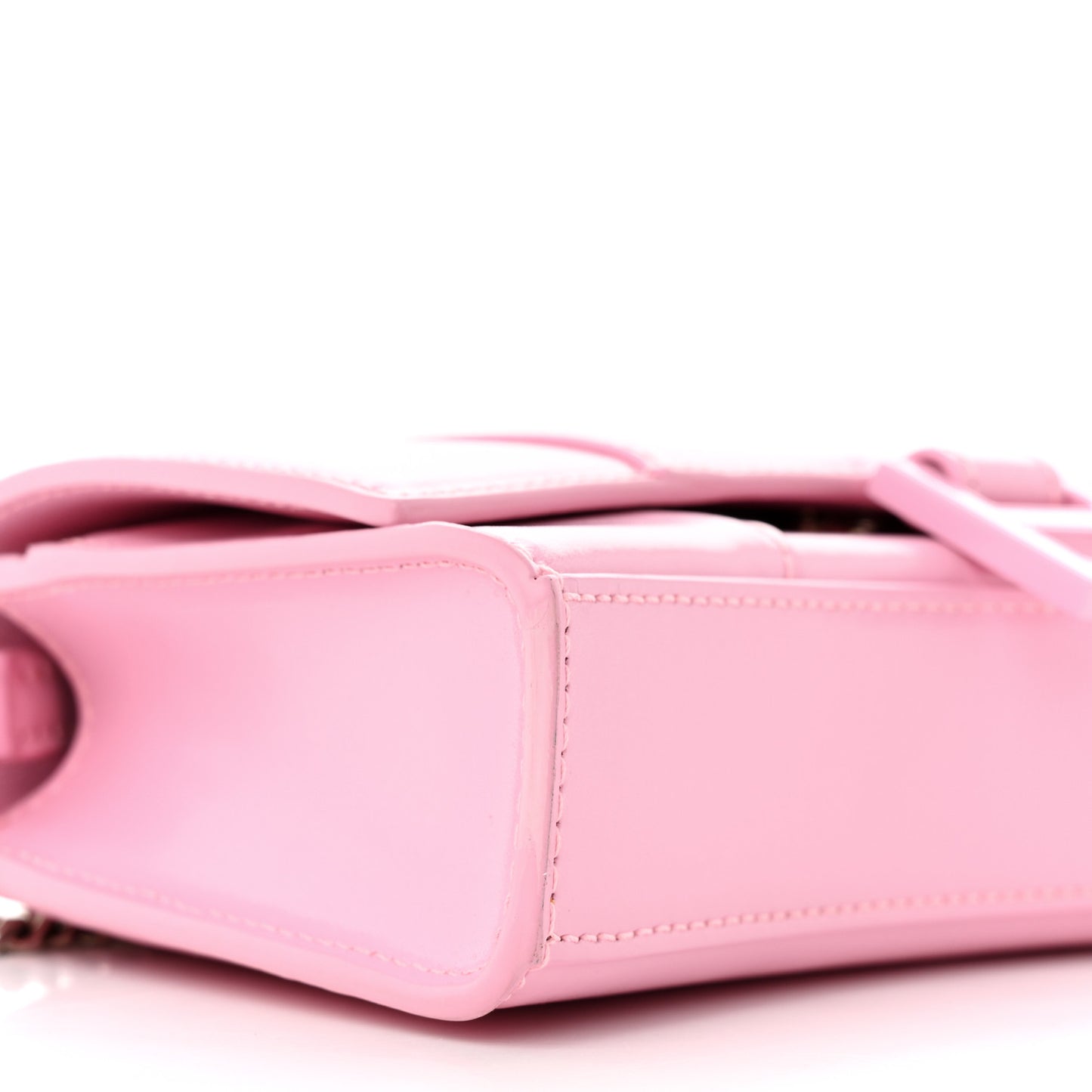 Shiny Box Calfskin Tonal B Hourglass Chain Bag Candy Pink