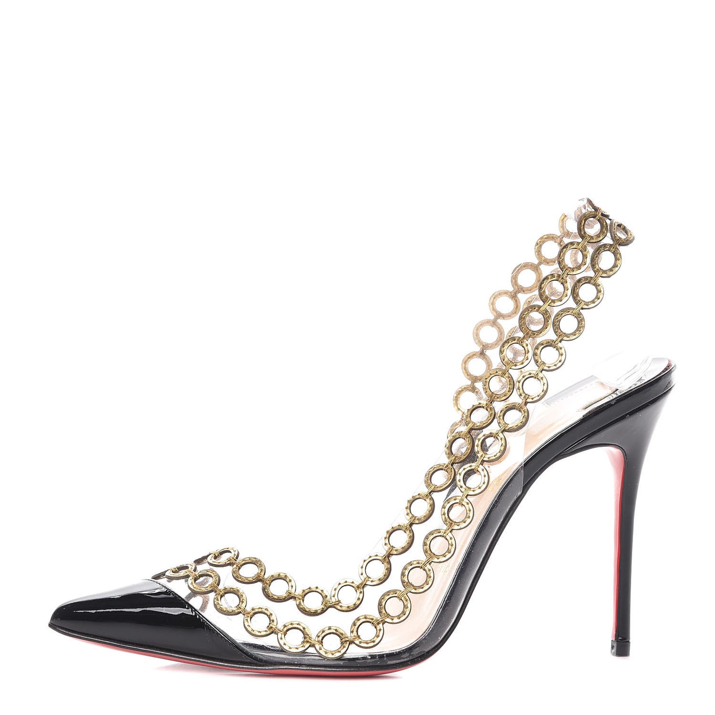 Patent PVC Malaika Half Dorsay 120 Pumps 37.5 Black Gold