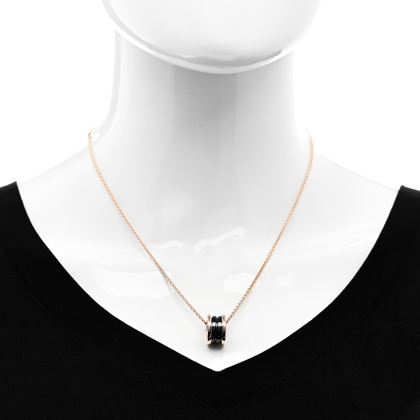 18K Rose Gold Black Ceramic B.Zero1 Pendant Necklace