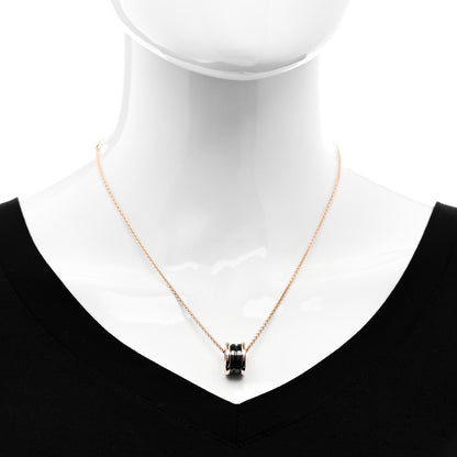 Bulgari 18K Rose Gold Black Ceramic B.Zero1 Pendant Necklace 2 of 6