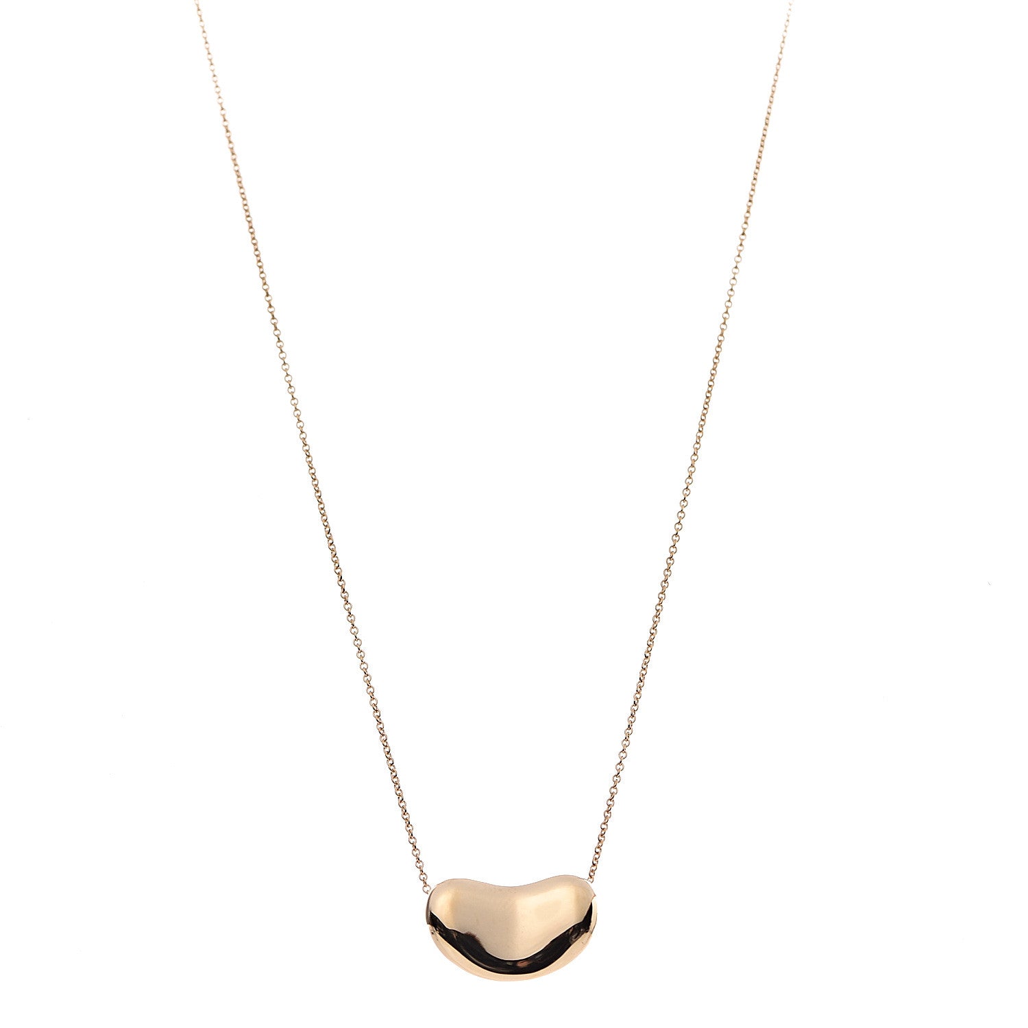 Tiffany 18K Yellow Gold 20mm Elsa Peretti Bean Pendant Necklace 1 of 6