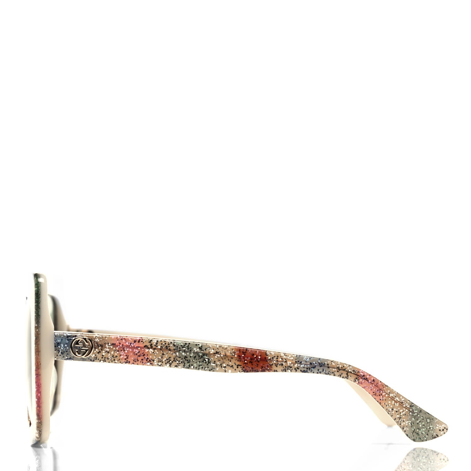 Gucci Square Frame Stripe Glitter GG0328S Sunglasses Ivory Multicolor 3 of 8