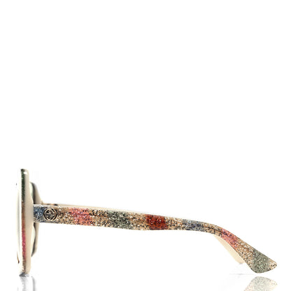 Gucci Square Frame Stripe Glitter GG0328S Sunglasses Ivory Multicolor 3 of 8
