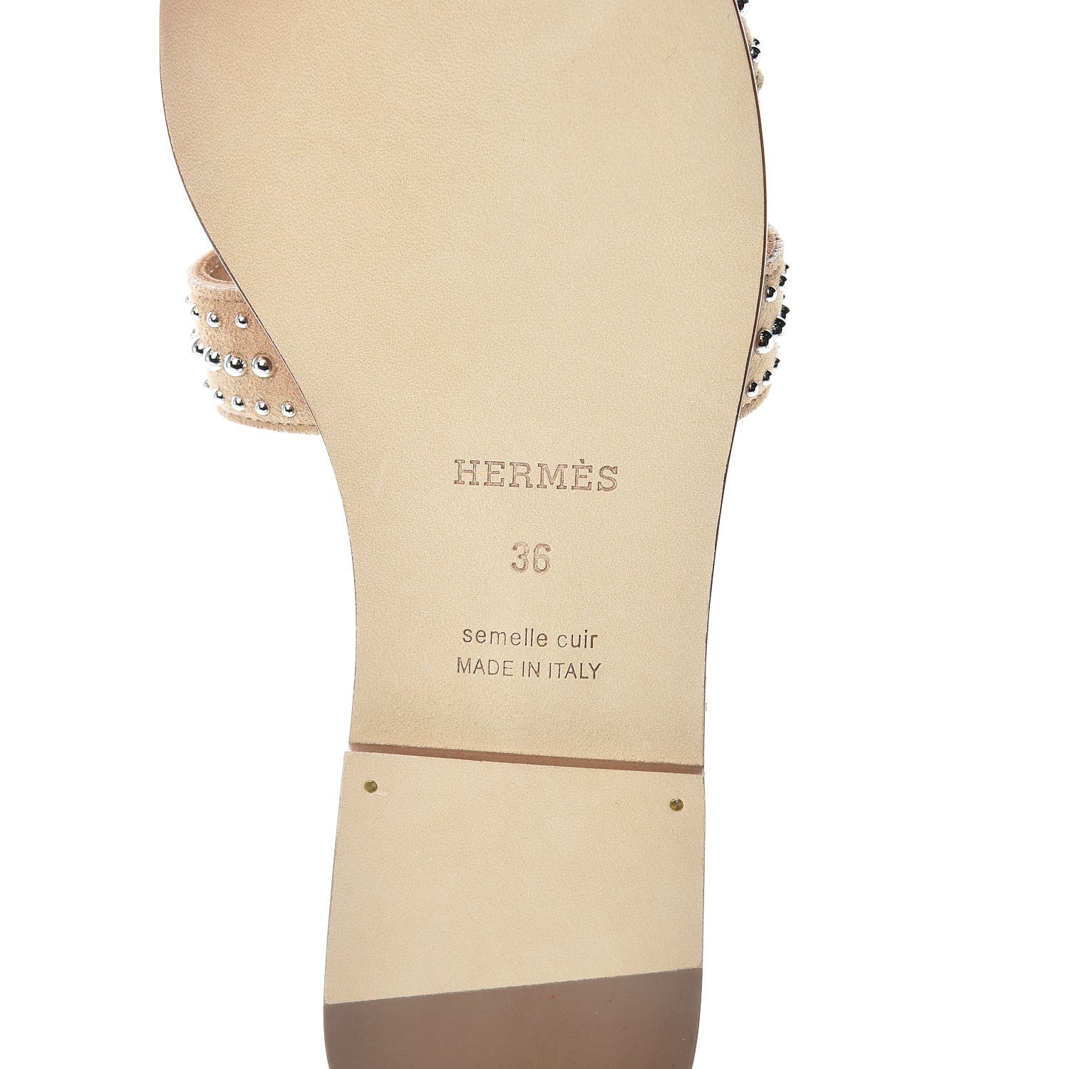 Hermes Suede Goatskin Studded Oran Sandals 36 Nude 6 of 7