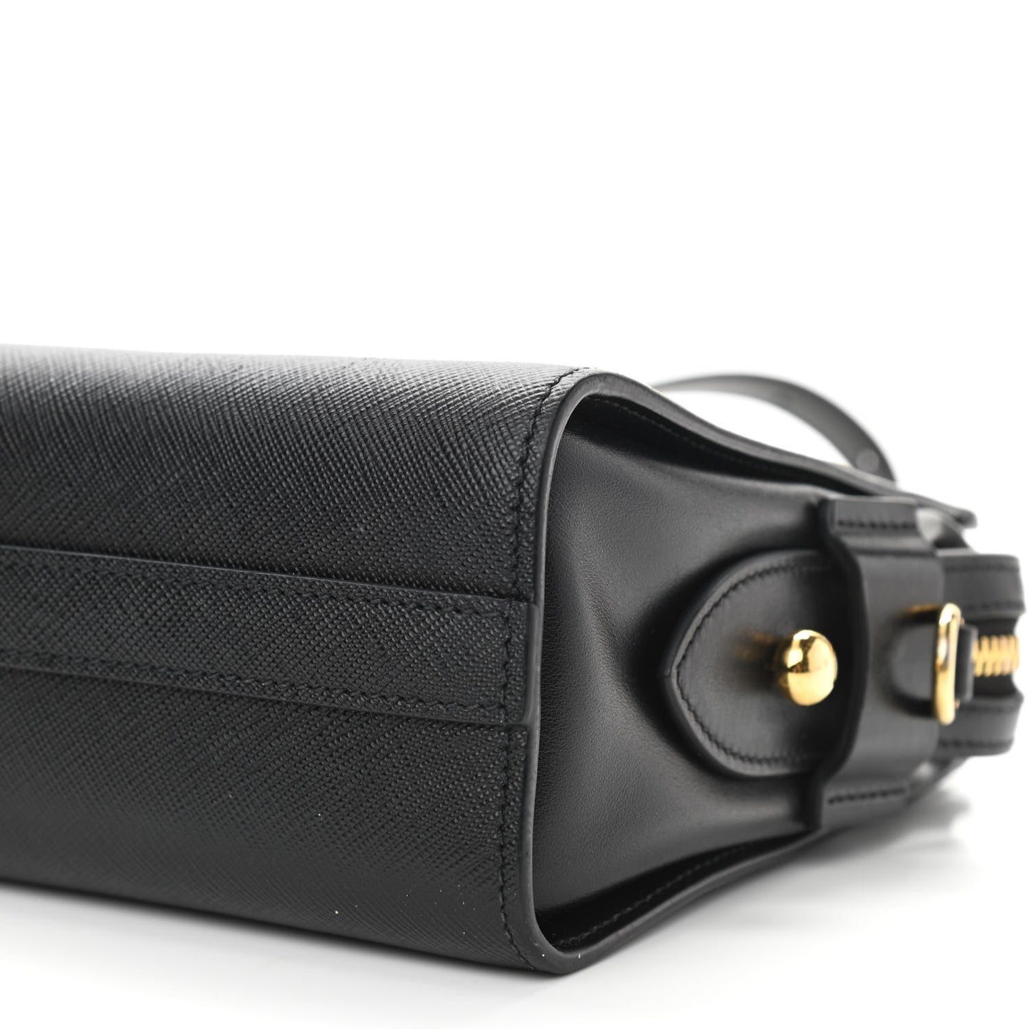 Saffiano City Calfskin Esplanade Crossbody Bag Black