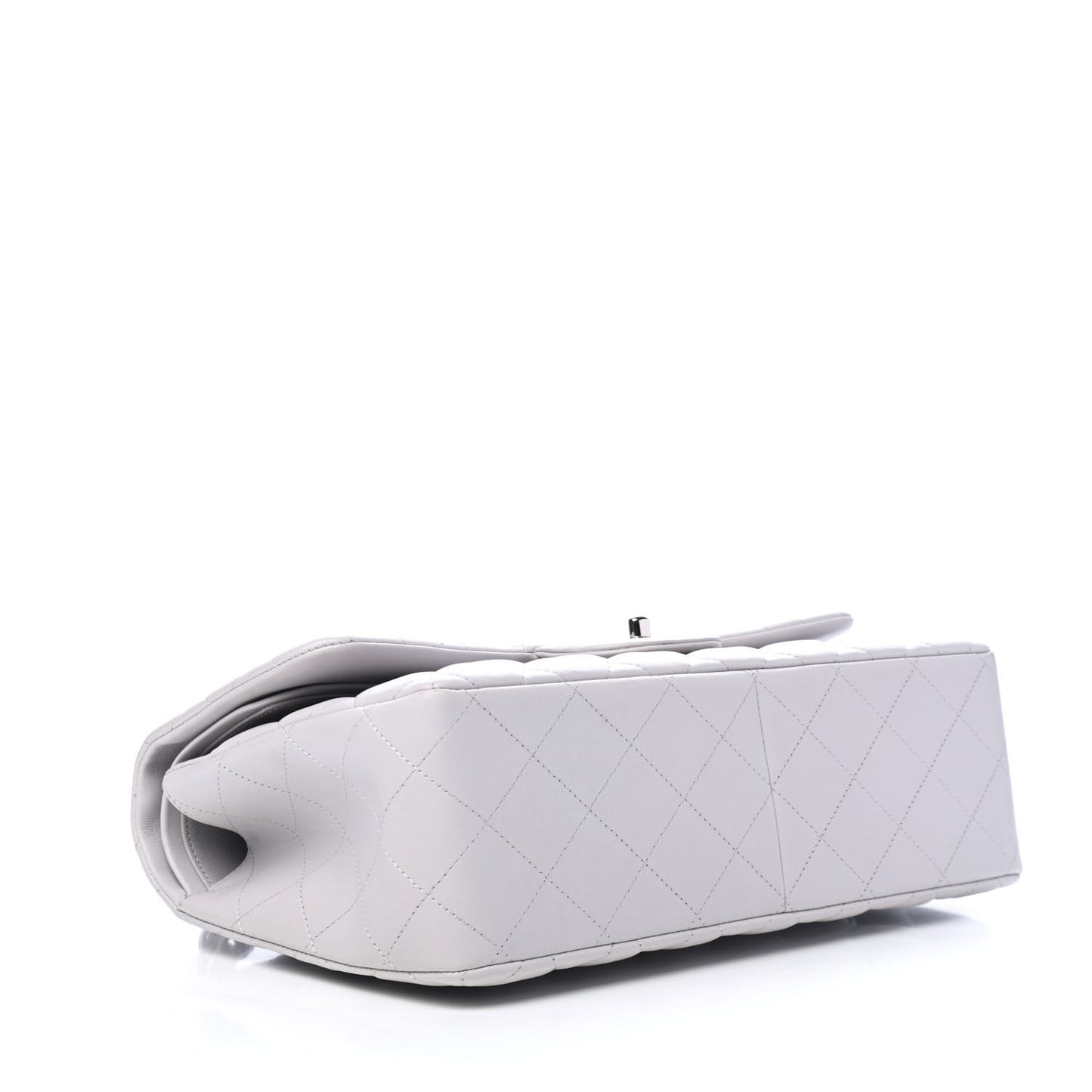 Lambskin Quilted Jumbo Double Flap Grey