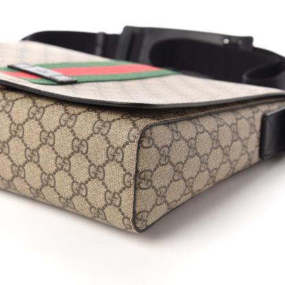 Gucci GG Supreme Monogram Web Flap Messenger Bag Black 7 of 10