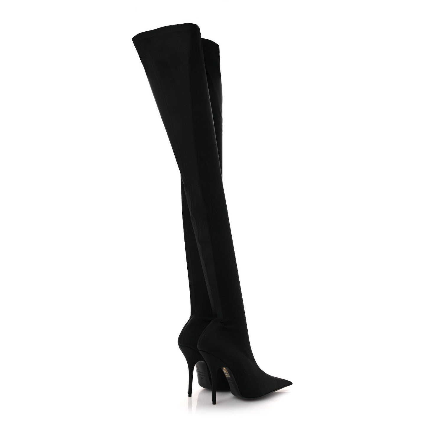 Matte Spandex Pointed Toe Knife 110mm Thigh High Boots 39 Black