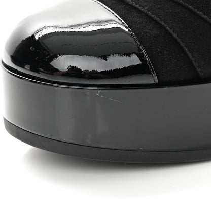 Chanel Patent Suede CC Platform Pumps 37.5 Black 12 of 13