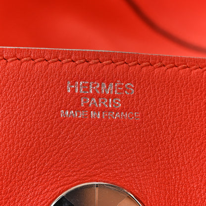 Hermes Swift Epsom Lindy 30 Tressage De Cuir Rouge De Coeur Bleu Du Nord Rouge H 6 of 13
