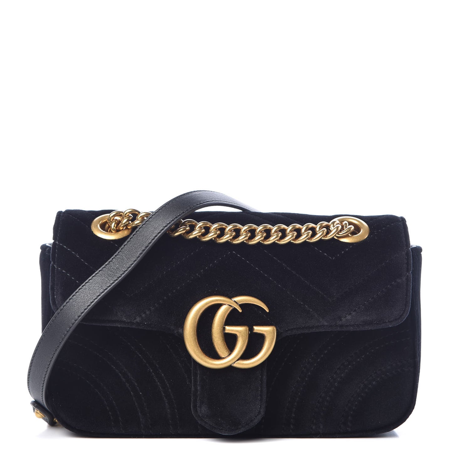Velvet Matelasse Mini GG Marmont Shoulder Bag Black