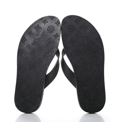 Louis Vuitton Calfskin Mens Thong Sandals 8 Black 5 of 6