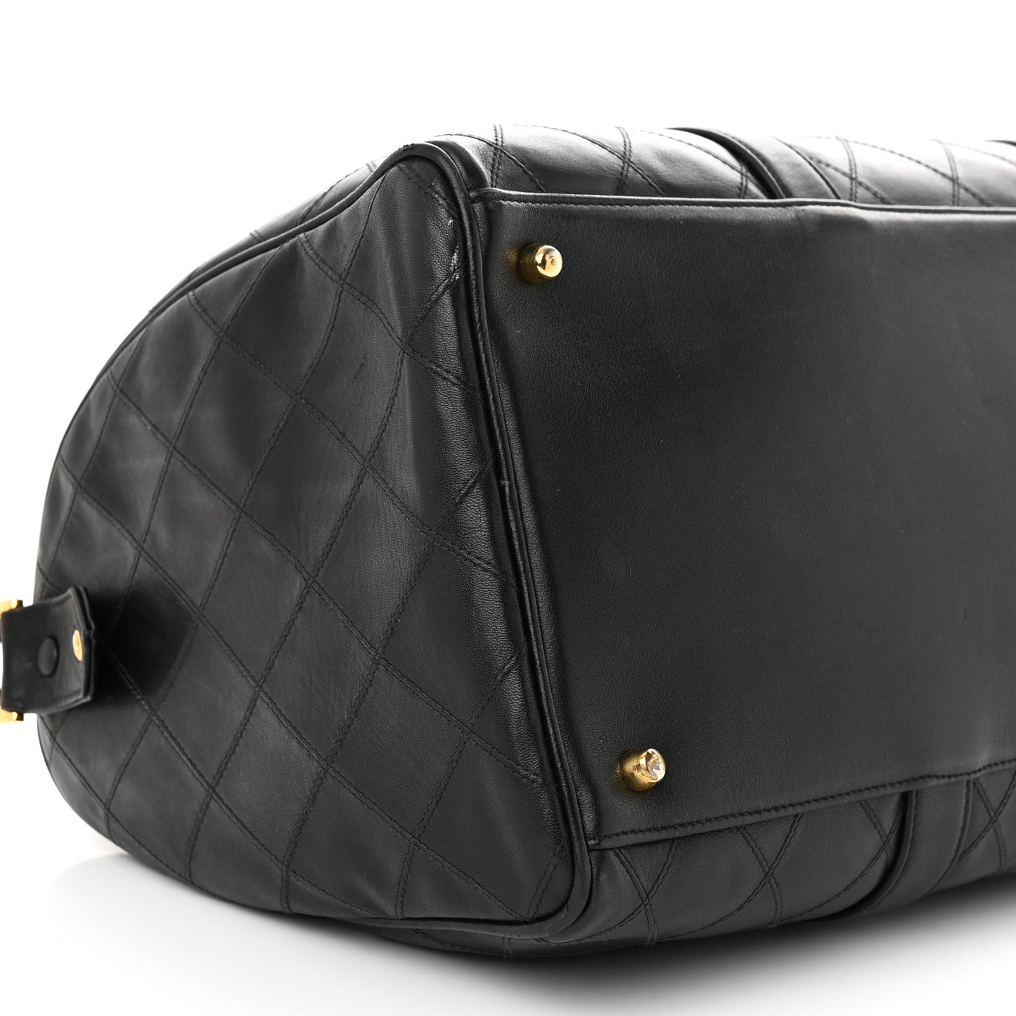 Calfskin Diamond Stitched Duffle Bag Black