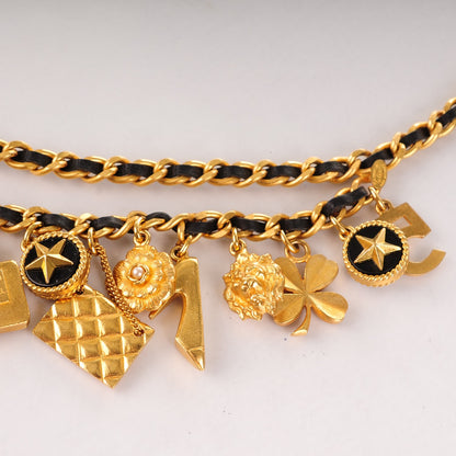 Chanel Lambskin Chain Iconic Charm Belt Black Gold 6 of 7