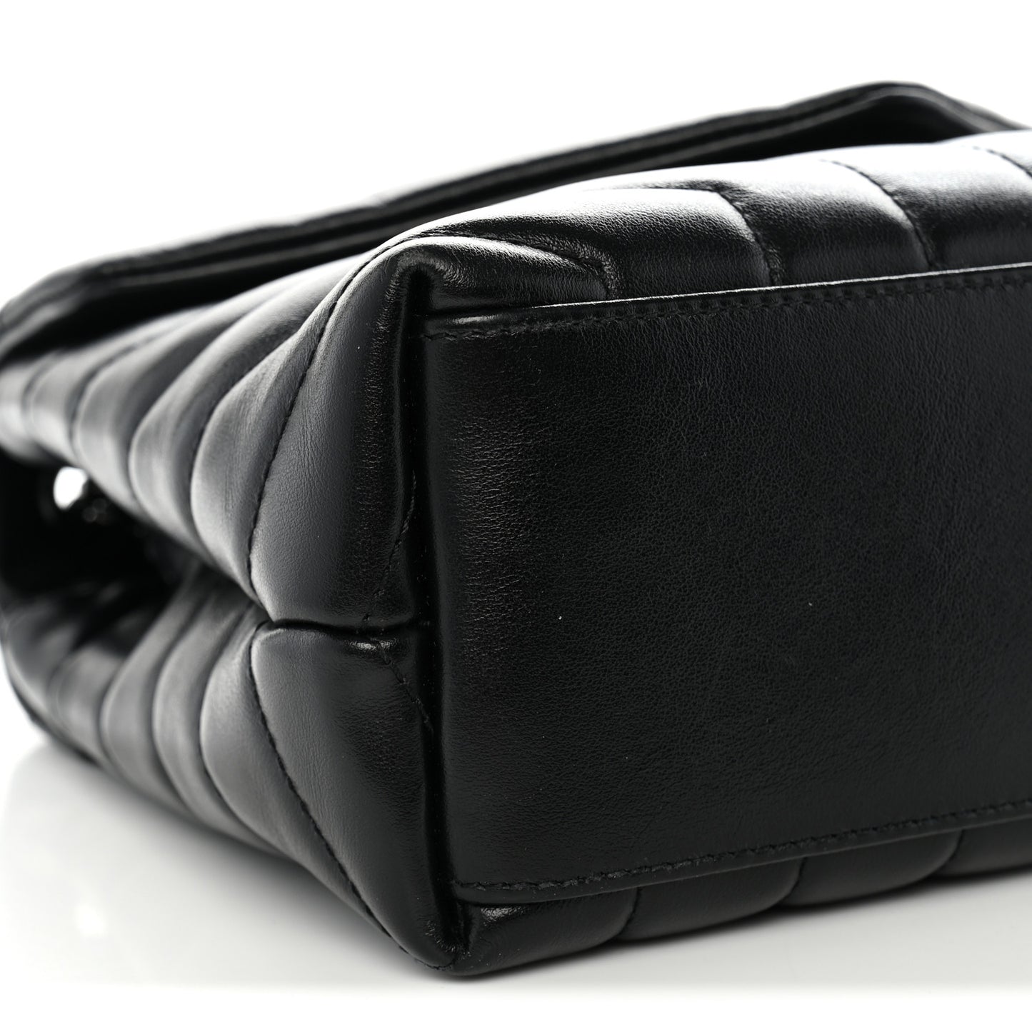 Calfskin Y Quilted Monogram Monochrome Small Loulou Chain Satchel Black