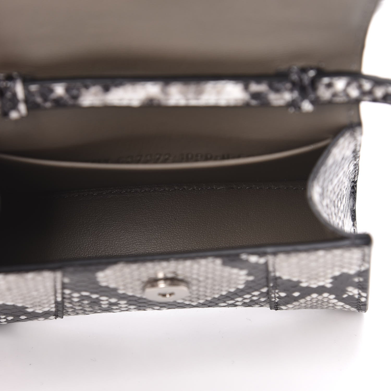 Balenciaga Shiny Calfskin Python Effect Hourglass Top Handle Bag Mini Black White 4 of 10