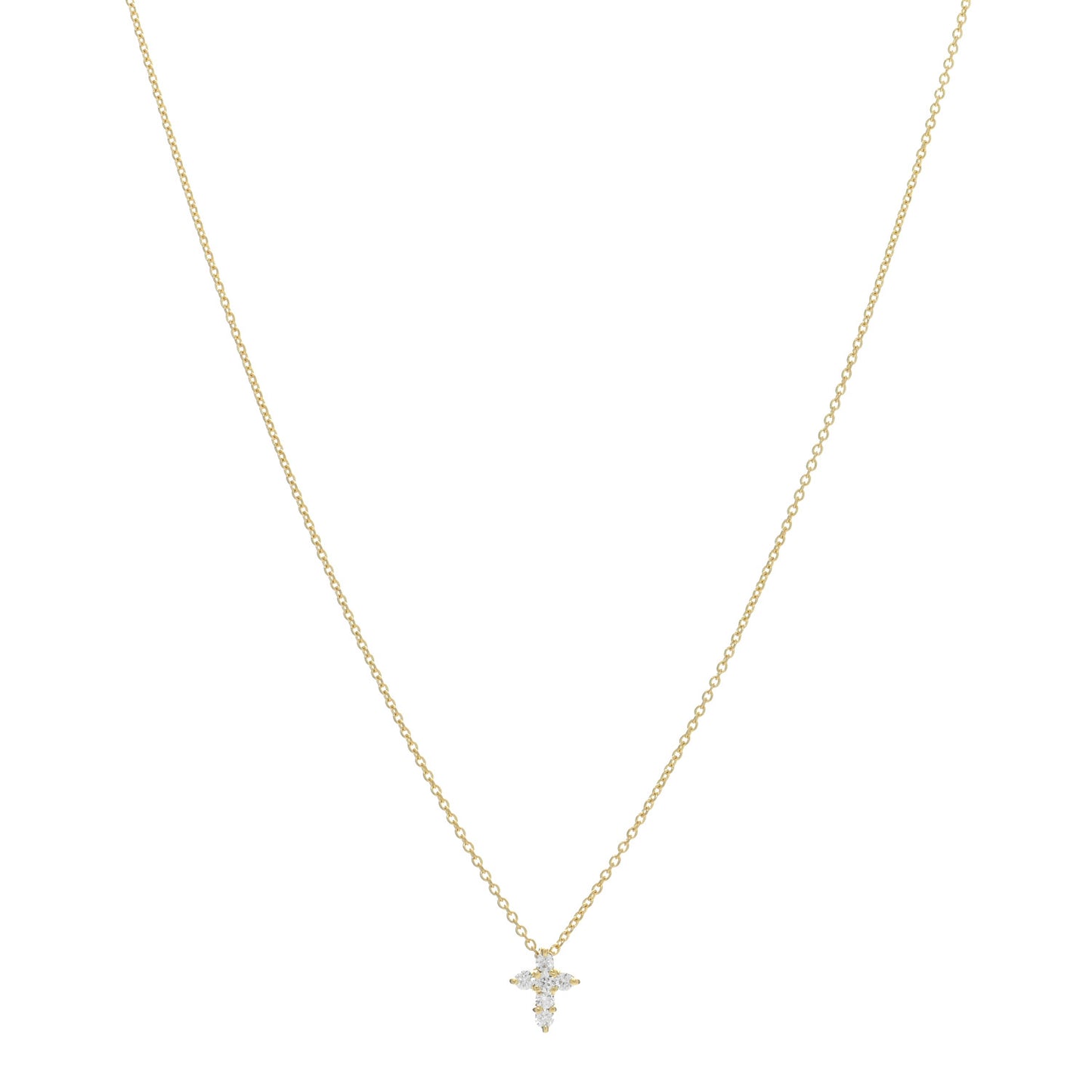 18K Yellow Gold Diamond Tiny Treasures Baby Cross Pendant Necklace