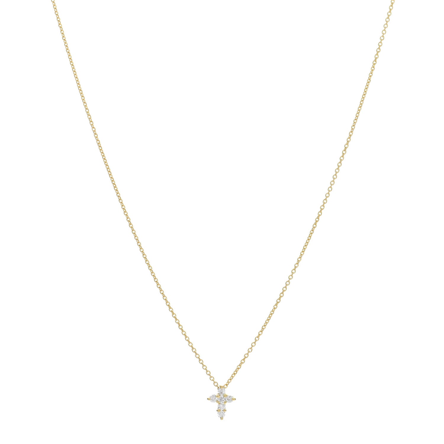 Roberto Coin 18K Yellow Gold Diamond Tiny Treasures Baby Cross Pendant Necklace 1 of 4