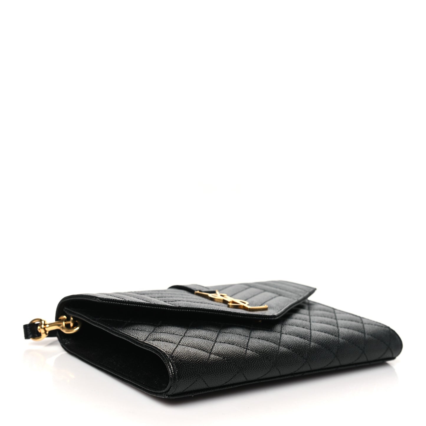 Grain De Poudre Textured Mixed Matelasse Triquilt Monogram Clutch Black
