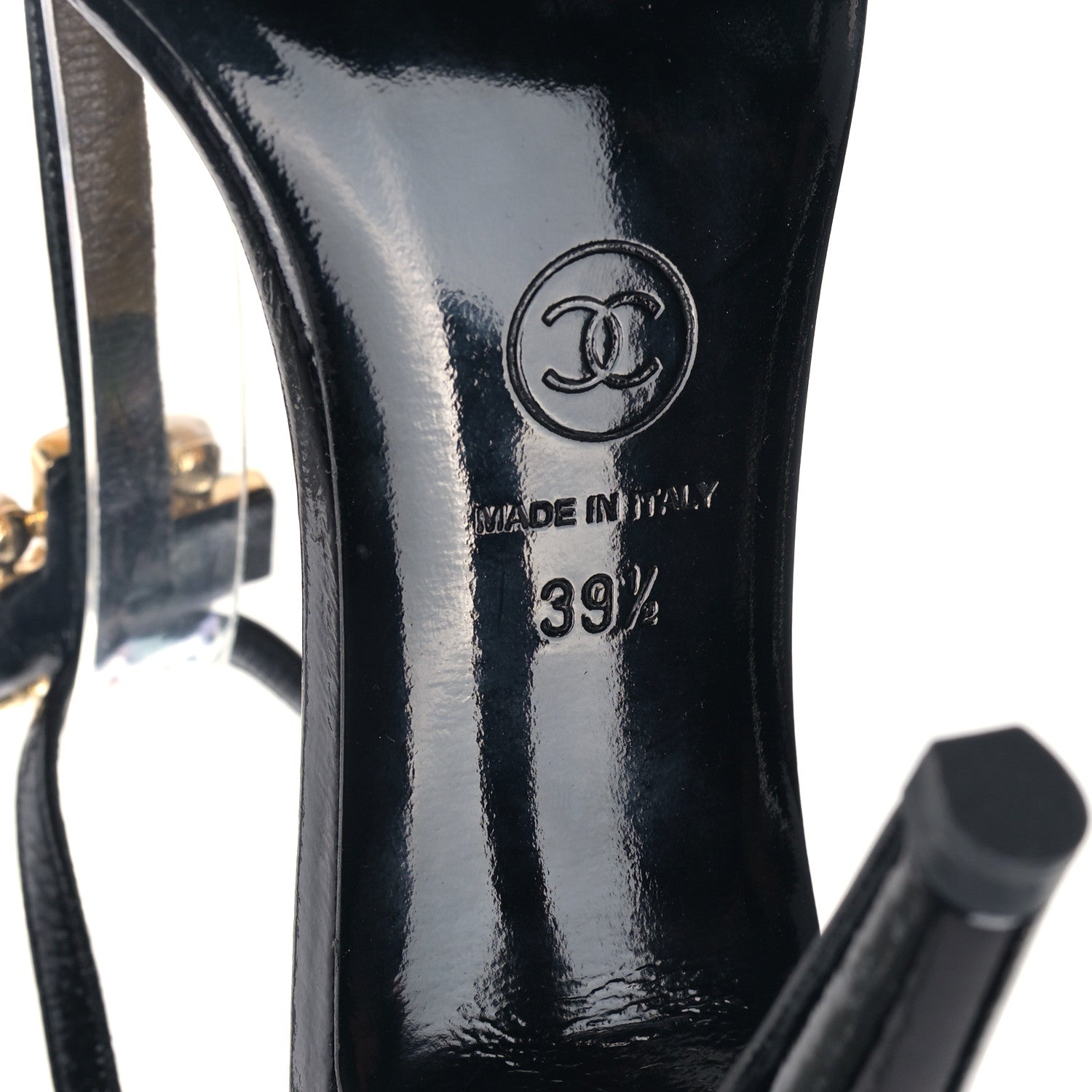 Chanel Patent Gripoix Pearl Sandals 39.5 Black 6 of 8