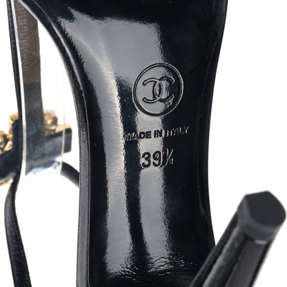 Chanel Patent Gripoix Pearl Sandals 39.5 Black 6 of 8