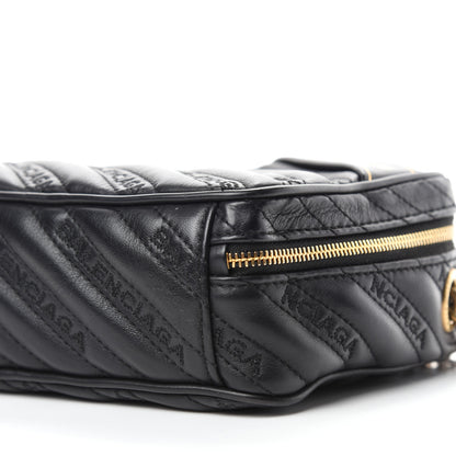 Balenciaga Calfskin Logo Matelasse Chain Strap Blanket Reporter XS Black 7 of 12