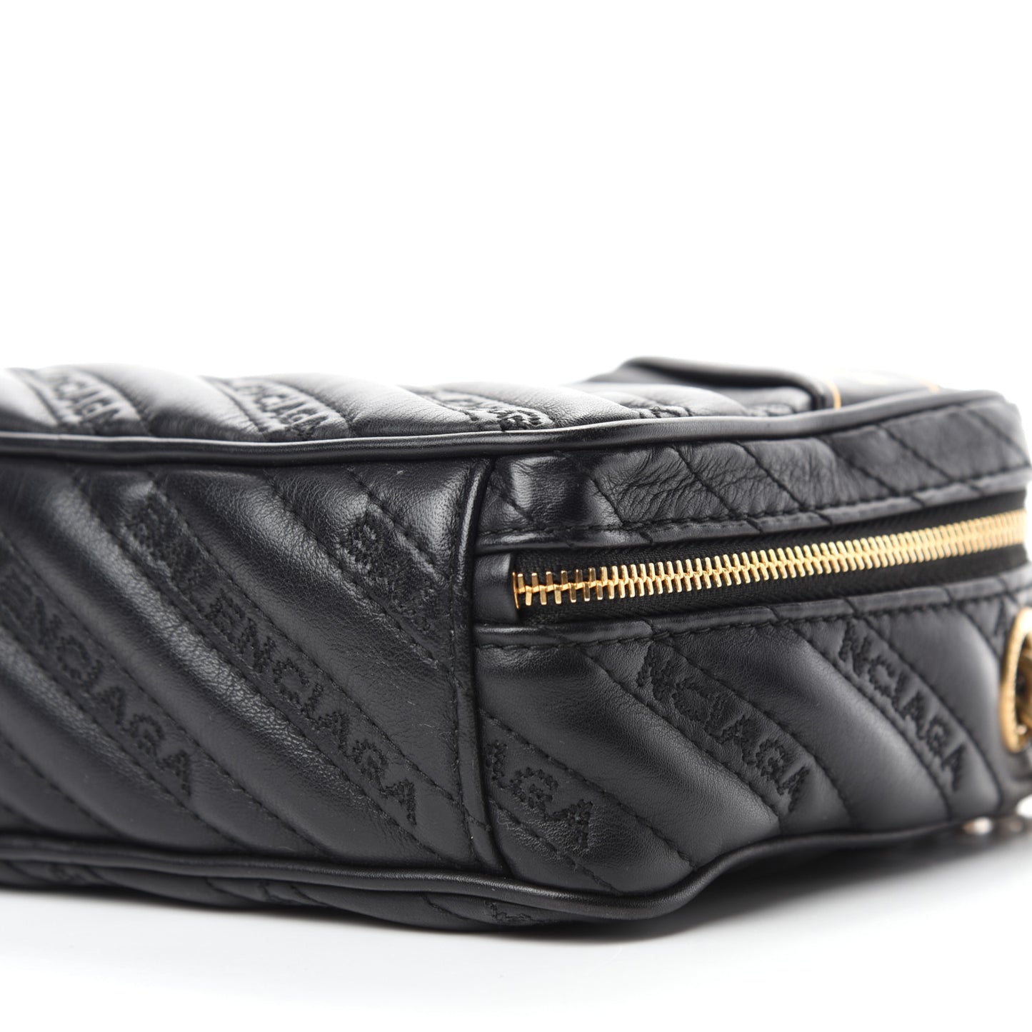 Calfskin Logo Matelasse Chain Strap Blanket Reporter XS Black