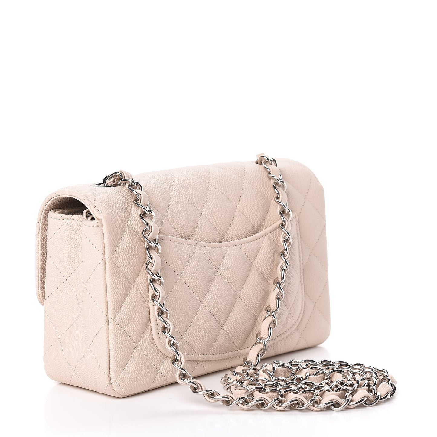 Caviar Quilted Mini Rectangular Flap Light Beige