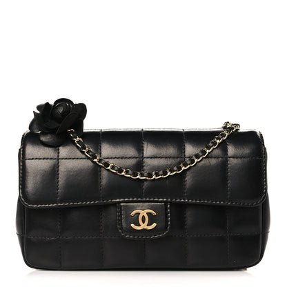 Chanel Lambskin Quilted Mini Chocolate Bar Camellia Flap Black 1 of 10