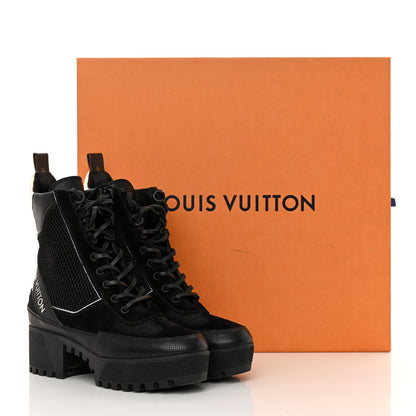 Louis Vuitton Suede Calfskin Mesh Logo Laureate Platform Desert Boots 36 Black 11 of 11