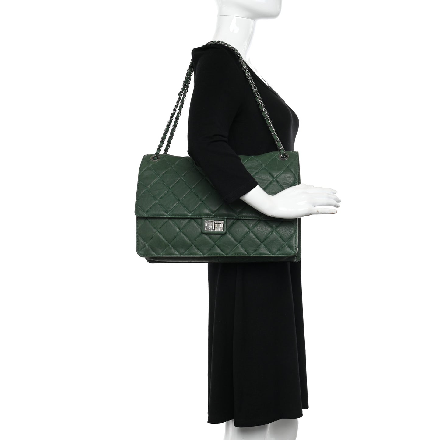 Washed Lambskin Quilted Maxi Take Away Flap Green