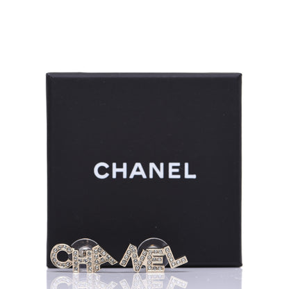 Chanel Crystal Pearl Signature Stud Earrings Gold 9 of 9