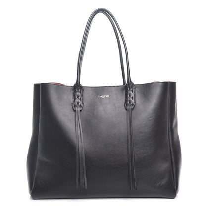Lanvin Smooth Calfskin Medium Fringe Shopper Tote Black 1 of 6