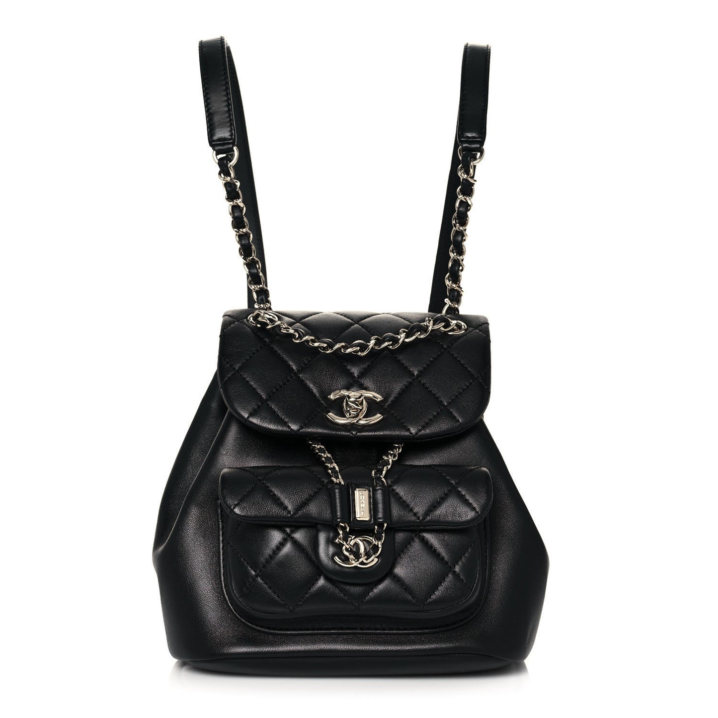 Lambskin Quilted Small Duma Drawstring Backpack Black