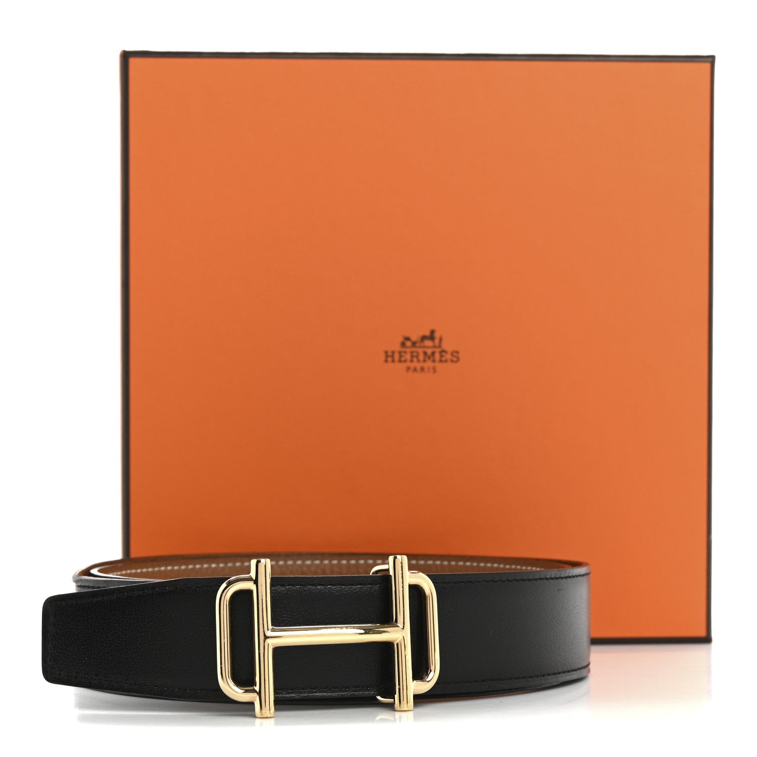 Hermes Chamonix Togo 32mm Royal Belt 85 Black Gold 8 of 8