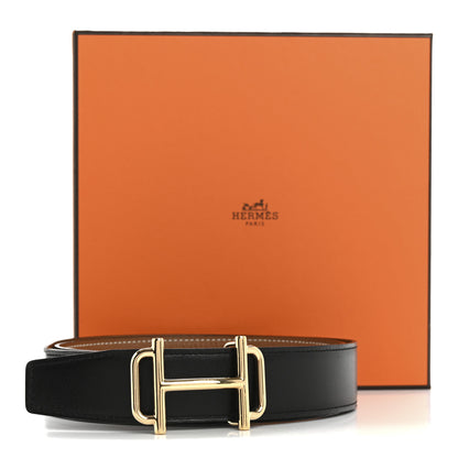 Hermes Chamonix Togo 32mm Royal Belt 85 Black Gold 8 of 8