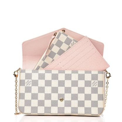 Louis Vuitton Damier Azur Pochette Felicie Chain Wallet Rose Ballerine 6 of 12
