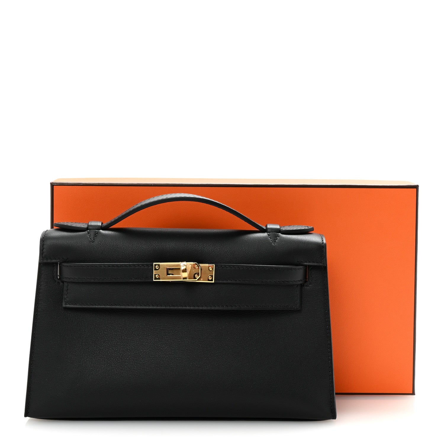 Hermes Swift Kelly Pochette Clutch Black 7 of 7
