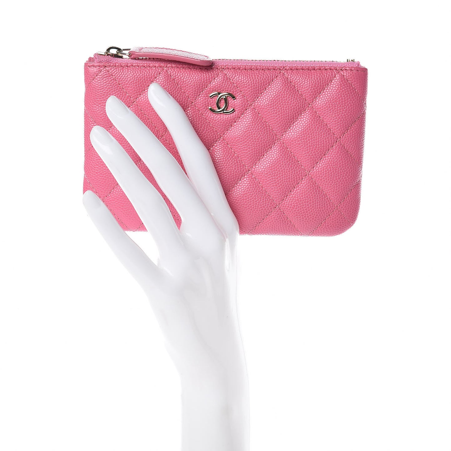 Caviar Quilted Small Cosmetic Case Pink